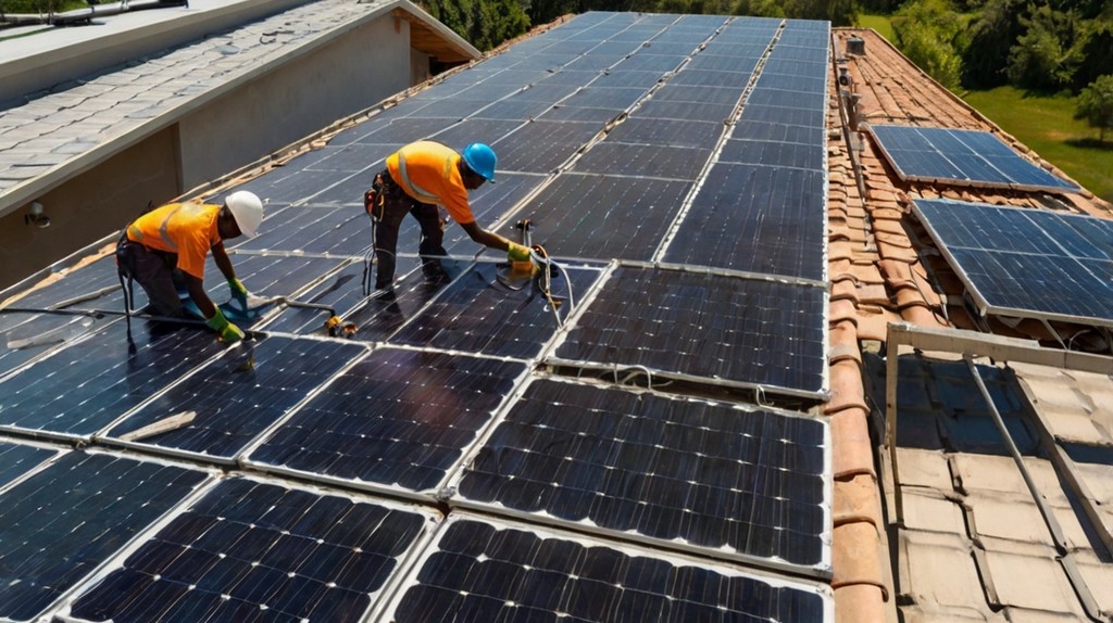 cleaners busy cleaning solar panels in randburg